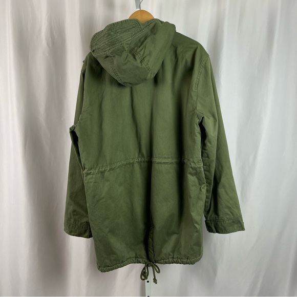 Weatherproof Vintage Large Sherpa Hooded Olive Green Long Parka Coat Canvas - Picture 3 of 12